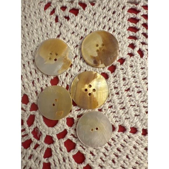 Large Vintage Mother of Pearl Buttons Large Holes 5 Count - Picture 2 of 2
